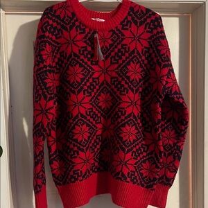 Joe Fresh Red and Black Geometric Women's Sweater
